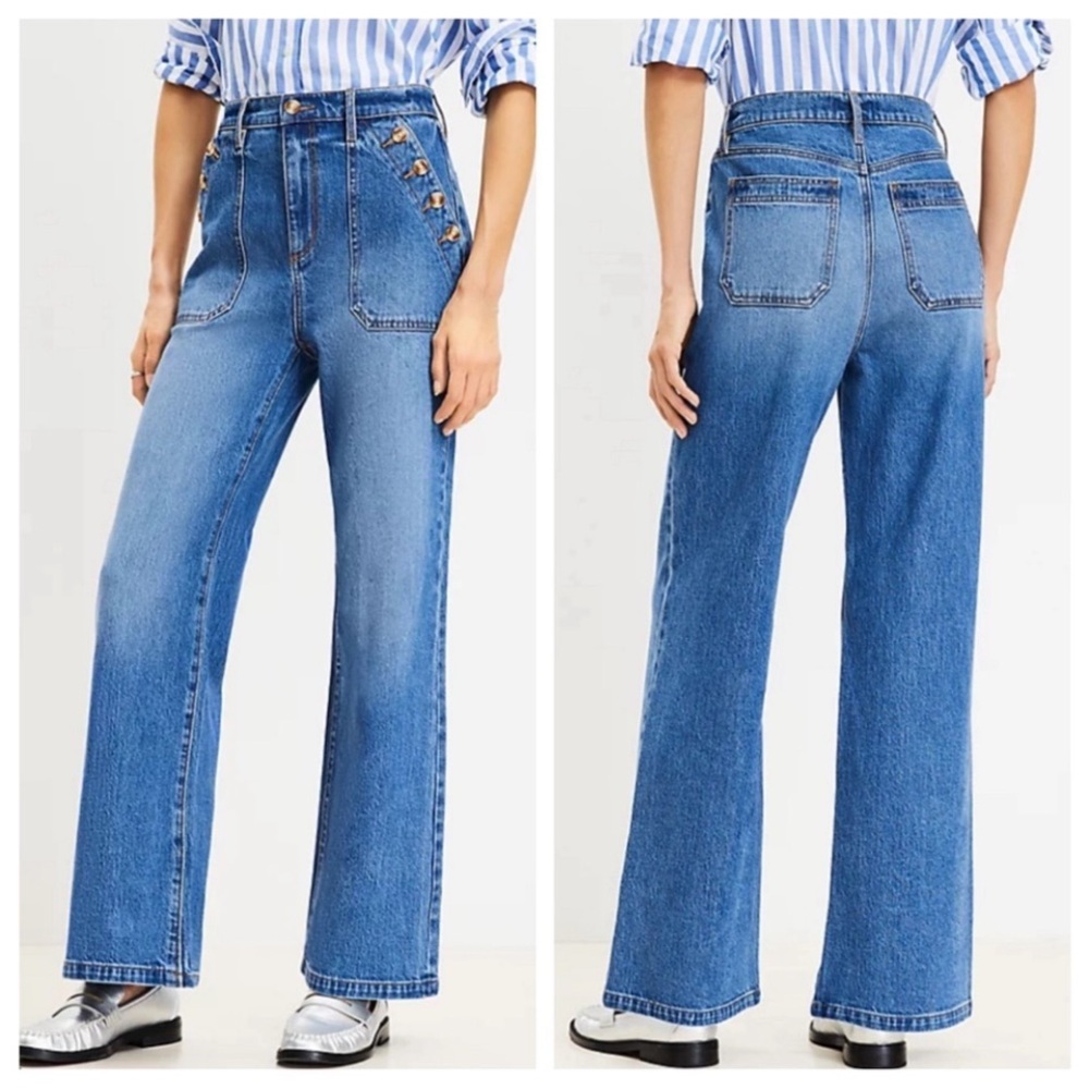 LOFT The Wide Leg Jeans 8 Petite 8P